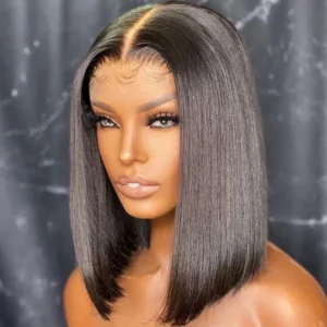 Intime High Quality Blunt Cut Bob Human Hair Wigs 5x5 HD Lace Frontal Pre-plucked Closure