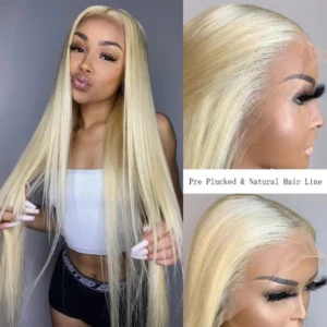 Intime Virgin Human Hair Wig 613 Blonde Pre Plucked Straight Lace Frontal Wigs