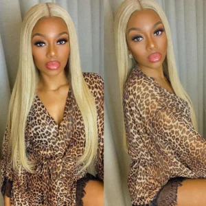 Intime Virgin Human Hair Wig 613 Blonde Pre Plucked Straight Lace Frontal Wigs