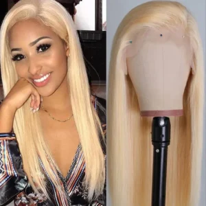 Intime Virgin Human Hair Wig 613 Blonde Pre Plucked Straight Lace Frontal Wigs