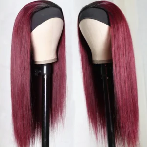 Intime Burgundy 99J Straight Headband Human Hair Wig Glueless