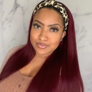 Intime Burgundy 99J Straight Headband Human Hair Wig Glueless