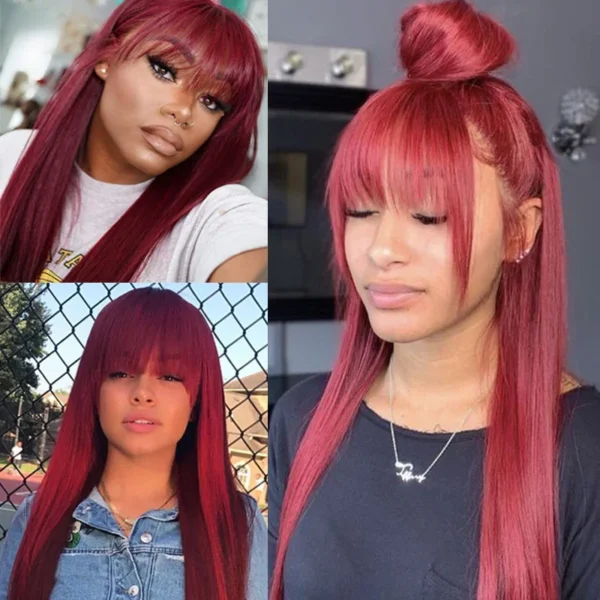 99J silk straight wig with bang (4)