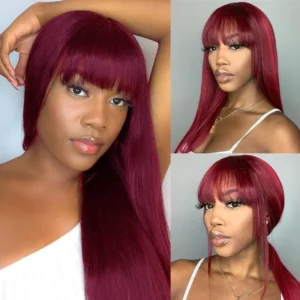 99J silk straight wig with bang (6)