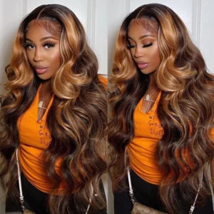 Balayage Highlight P1B30 Body Wave 13x4 Lace Front Human Hair Wigs (1)