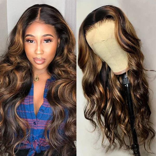 Balayage Highlight P1B30 Body Wave 13x4 Lace Front Human Hair Wigs (2)