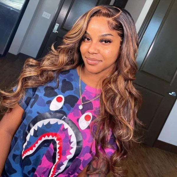 Balayage Highlight P1B30 Body Wave 13x4 Lace Front Human Hair Wigs (4)