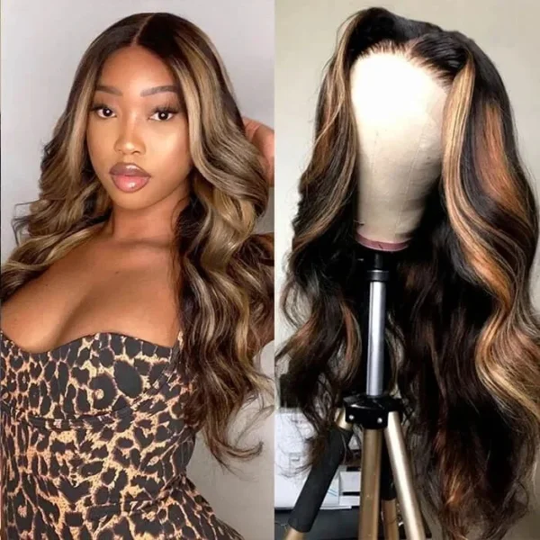 Balayage Highlight P1B30 Body Wave 13x4 Lace Front Human Hair Wigs (5)