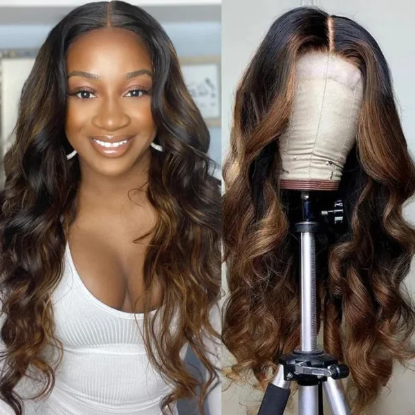 Balayage Highlight P1B30 Body Wave 13x4 Lace Front Human Hair Wigs (6)