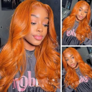 Body Wave Human Hair Wig Ginger Orange 13x4 Lace Front (1)