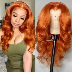 Body Wave Human Hair Wig Ginger Orange 13x4 Lace Front