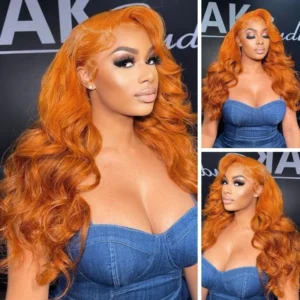 Body Wave Human Hair Wig Ginger Orange 13x4 Lace Front