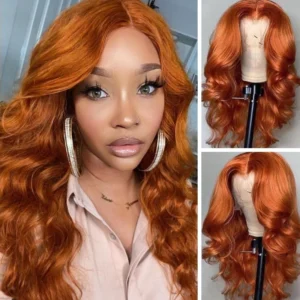 Body Wave Human Hair Wig Ginger Orange 13x4 Lace Front