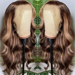 Intime Lace Frontal Body Wave Wig with Honey Blonde Highlights Natural and Realistic