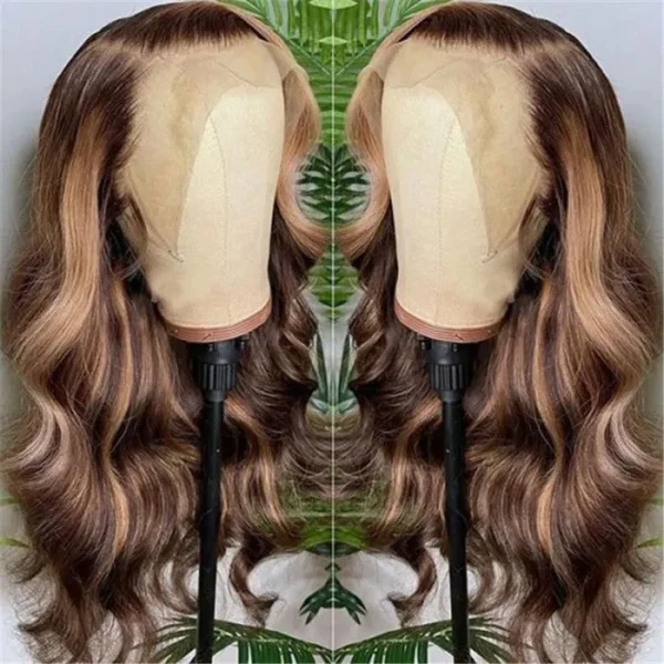 Brown And Honey Blonde body wave wig (7)