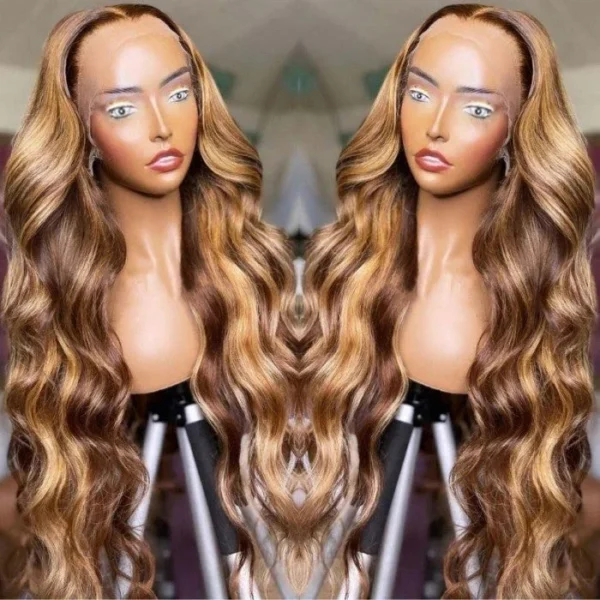 Brown And Honey Blonde body wave wig (8)