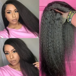 Intime Glueless Kinky Straight Human Hair Wig with Invisible HD Lace