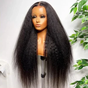 Intime Glueless Kinky Straight Human Hair Wig with Invisible HD Lace