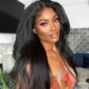 Intime Glueless Kinky Straight Human Hair Wig with Invisible HD Lace