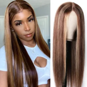 Intime Skin Melt Lace Front Wig with Perfect Honey Highlights Long Straight Hair