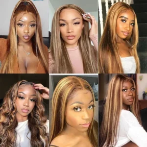 Intime Skin Melt Lace Front Wig with Perfect Honey Highlights Long Straight Hair