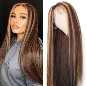 Intime Skin Melt Lace Front Wig with Perfect Honey Highlights Long Straight Hair