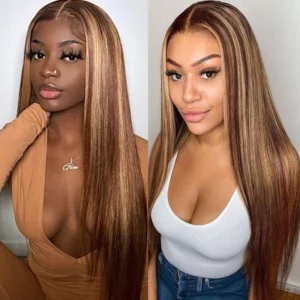 Intime Skin Melt Lace Front Wig with Perfect Honey Highlights Long Straight Hair