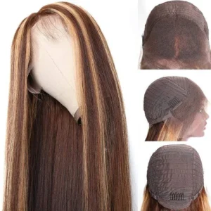 Intime Skin Melt Lace Front Wig with Perfect Honey Highlights Long Straight Hair