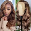 Intime 11A Grade Body Wave Honey Blonde Highlight Human Hair 13x4 Lace Front Wig (1)