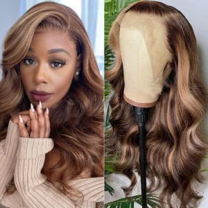 Intime 11A Grade Body Wave Honey Blonde Highlight Human Hair 13x4 Lace Front Wig (1)