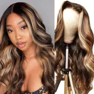 Intime 11A Grade Body Wave Honey Blonde Highlight Human Hair 13x4 Lace Front Wig