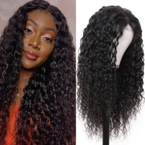 Intime 11A Grade Natural Black Water Wave Human Hair Lace Wig