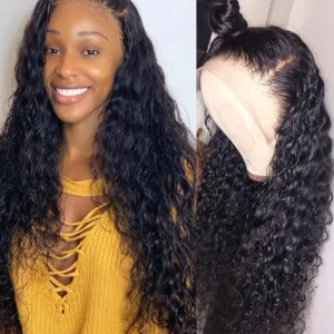 Intime 11A Grade Natural Black Water Wave Human Hair Lace Wig