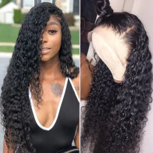 Intime 11A Grade Natural Black Water Wave Human Hair Lace Wig