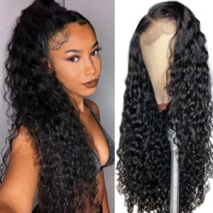 Intime 11A Grade Natural Black Water Wave Human Hair Lace Wig