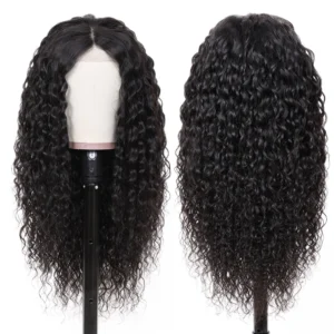 Intime 11A Grade Natural Black Water Wave Human Hair Lace Wig