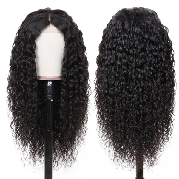 Intime 11A Grade Natural Black Water Wave Human Hair Lace Wig (9)