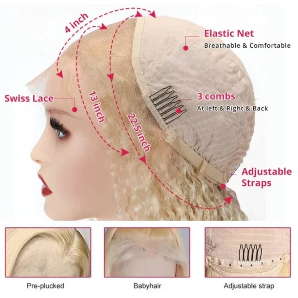 Intime 613 Blonde Deep Wave 13x4 Lace Front Real Human Hair Wig (4)