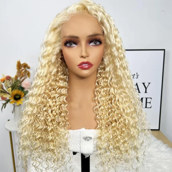 Intime 613 Blonde Deep Wave 13x4 Lace Front Real Human Hair Wig (6)