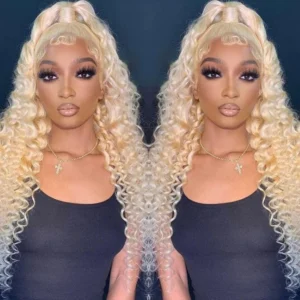 Intime 613 Blonde Deep Wave 4x4 Lace Closure Real Human Hair Wig