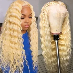 Intime 613 Blonde Deep Wave 13x4 Lace Front Wig Human Hair (1)