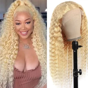 Intime 613 Blonde Deep Wave Lace Front Pre Plucked Human Hair Wig (1)