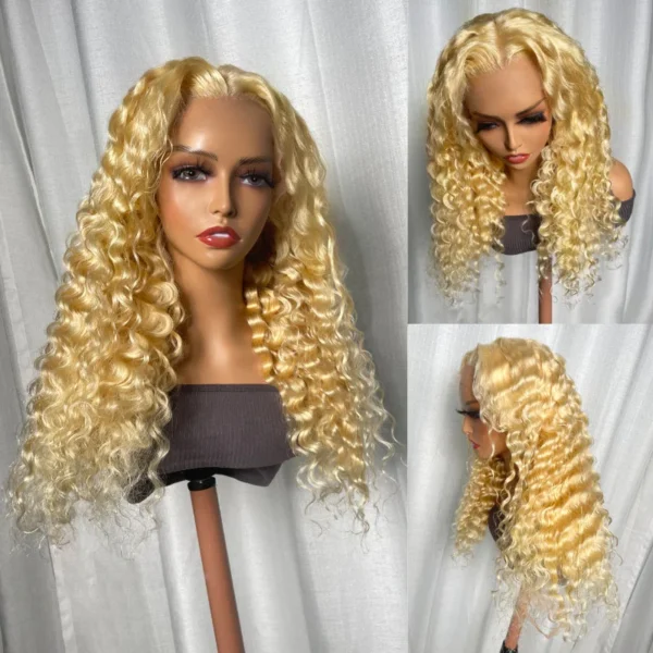 Intime 613 Blonde Deep Wave Lace Front Pre Plucked Human Hair Wig (3)