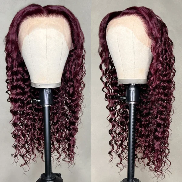 Intime 99J Burgundy Deep Wave 13x4 Lace Front Wig with Baby Hair (6)