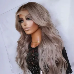 Intime Ash Purple Highlight Body Wave Wig with 13x4 Lace Front Human Hair