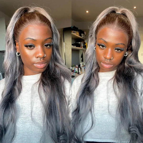 Intime Ash Purple Highlight Body Wave Wig with 13x4 Lace Front Human Hair (4)