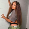 Intime Brown Highlight Curly Human Hair Transparent 5x5 Closure Wig (3)