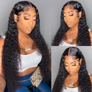 Intime Curly 13x6 Lace Front Wig with Baby Hair Pre Plucked Light Bleached Knots