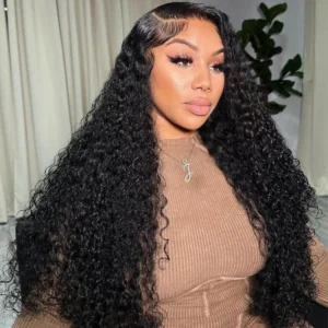 Intime Curly 13x6 Lace Front Wig with Baby Hair Pre Plucked Light Bleached Knots