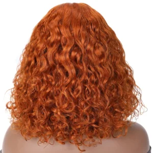 Intime Ginger Orange Water Wave Short Bob 13x4 Lace Frontal Human Hair Wig